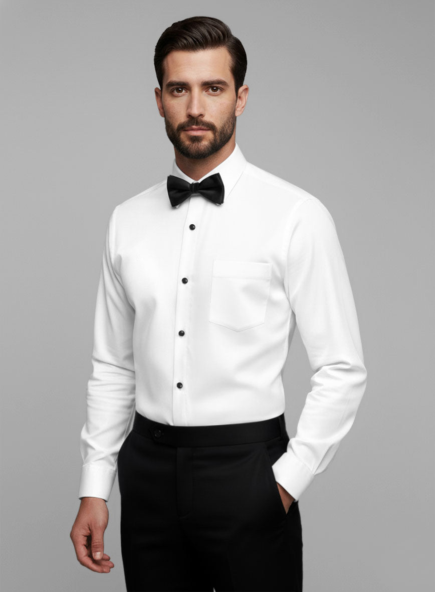 Plain Front White Tuxedo Shirt - StudioSuits