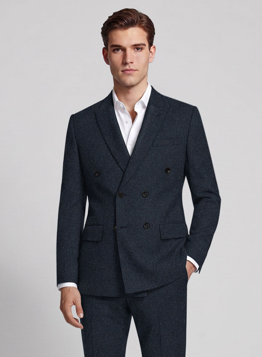 Playman Blue Denim Tweed Double Breasted Jacket - StudioSuits