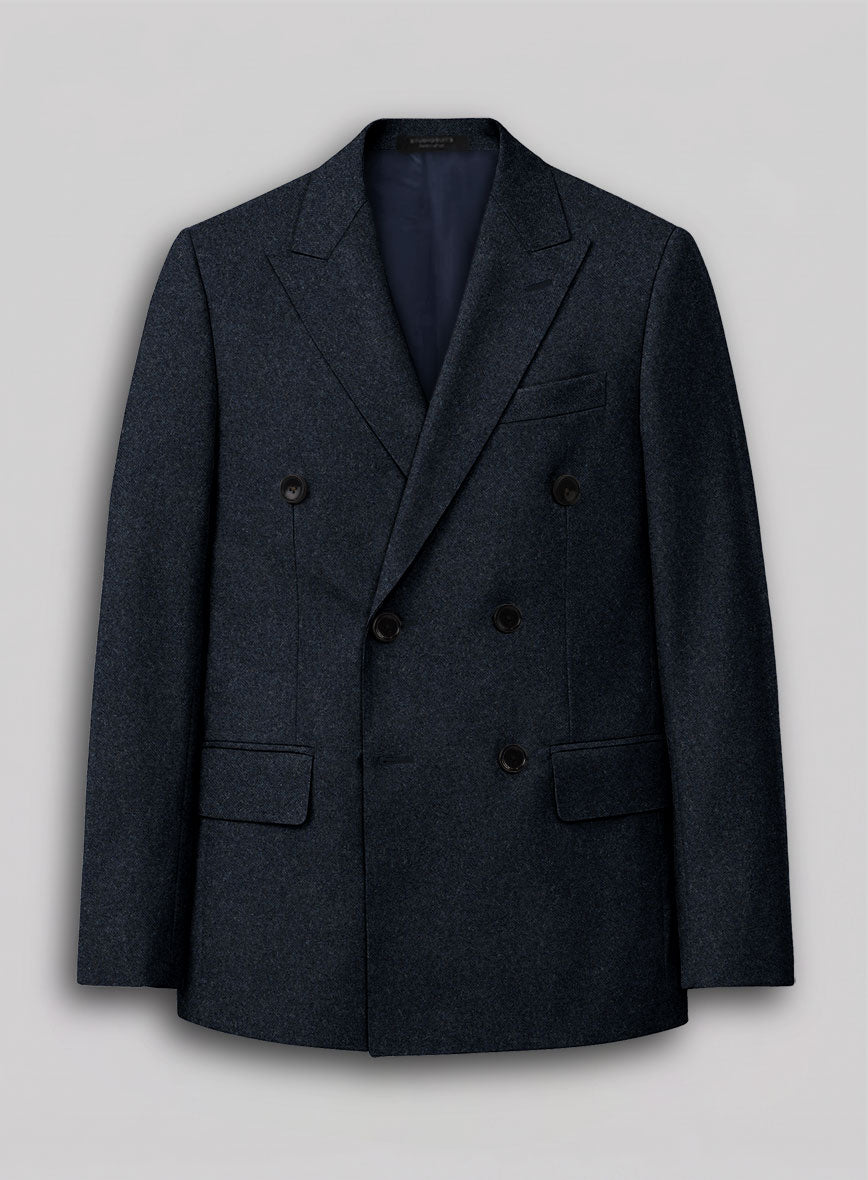 Playman Blue Denim Tweed Double Breasted Jacket - StudioSuits
