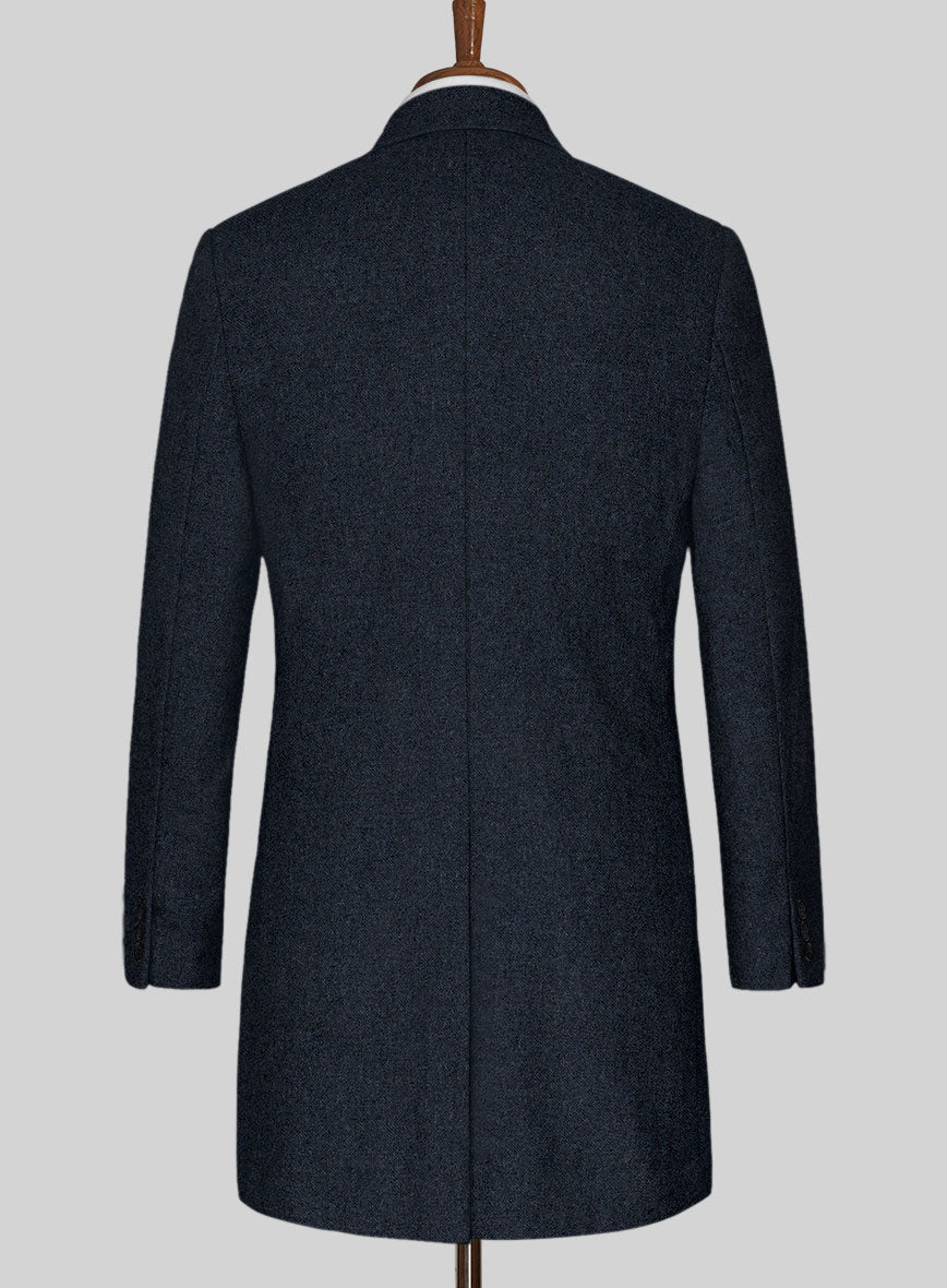 Playman Blue Denim Tweed Overcoat - StudioSuits