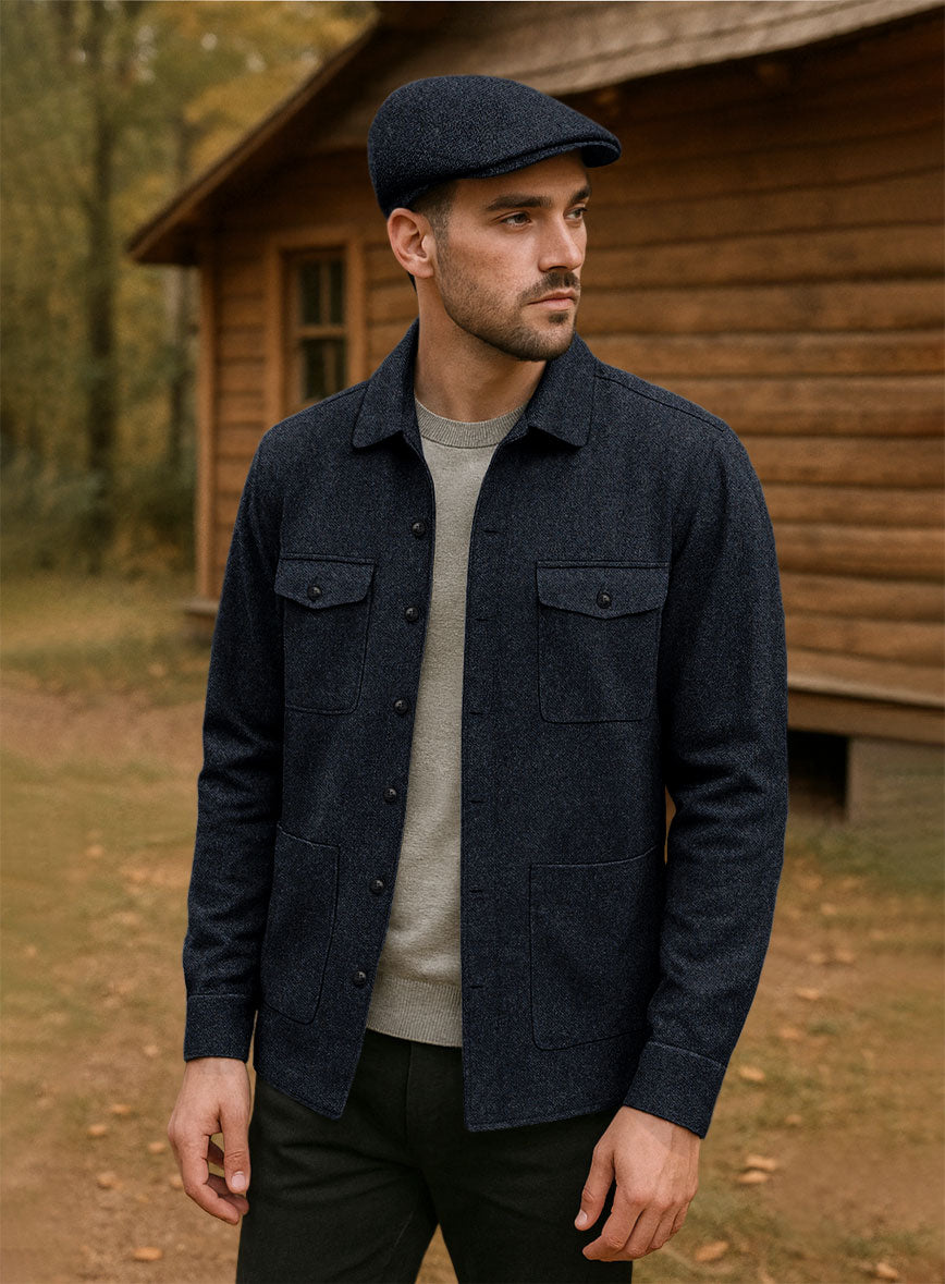 Playman Blue Denim Tweed Overshirt - StudioSuits