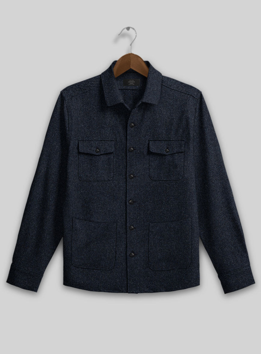 Playman Blue Denim Tweed Overshirt - StudioSuits