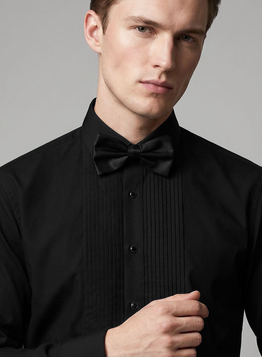 Pleated Black Tuxedo Shirt - StudioSuits
