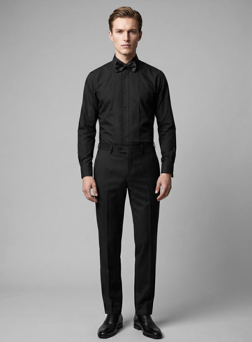 Pleated Black Tuxedo Shirt - StudioSuits