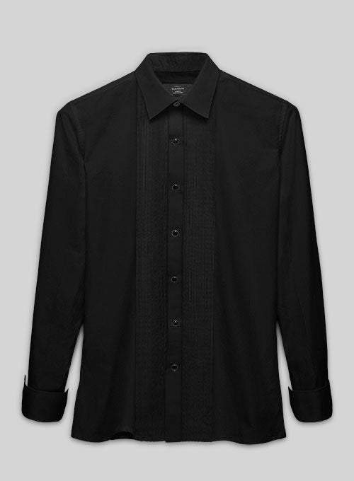 Pleated Black Tuxedo Shirt - StudioSuits