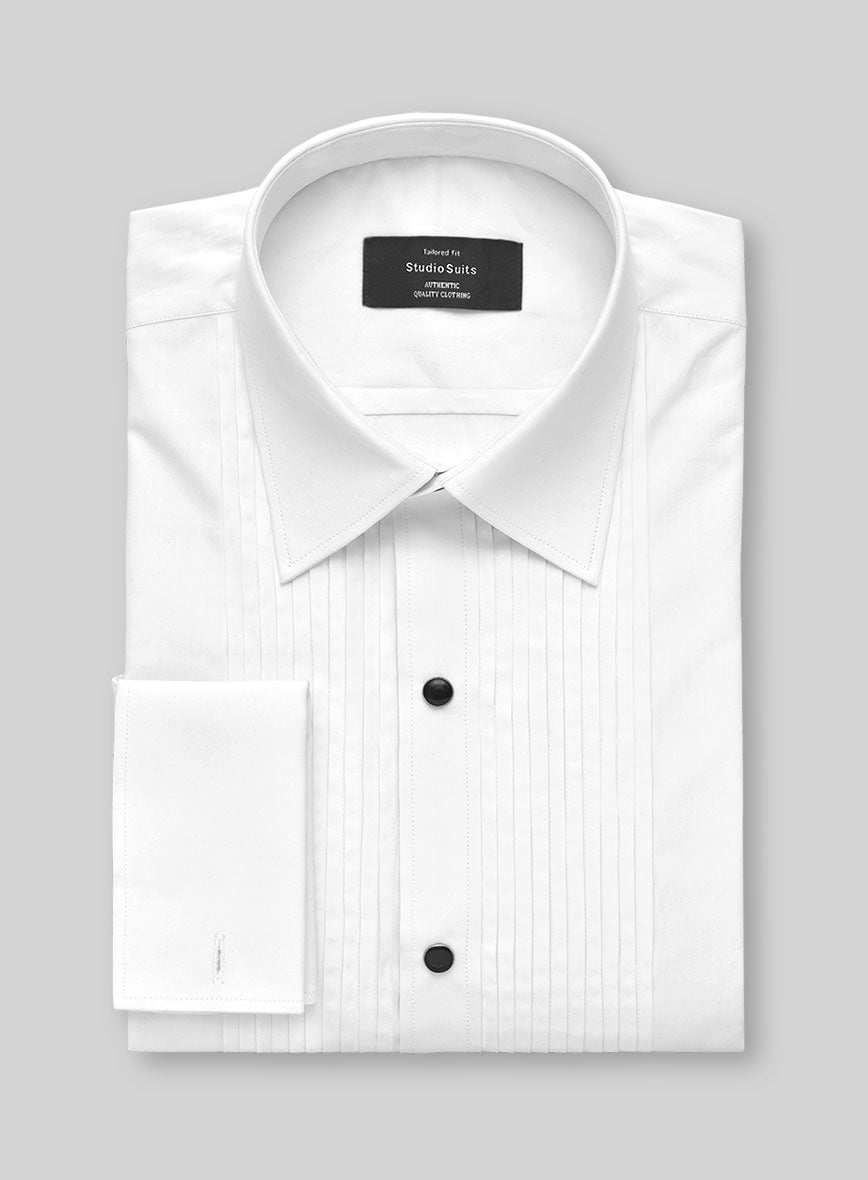 Pleated White Tuxedo Shirt - StudioSuits
