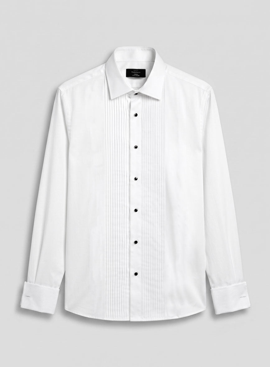 Pleated White Tuxedo Shirt - StudioSuits