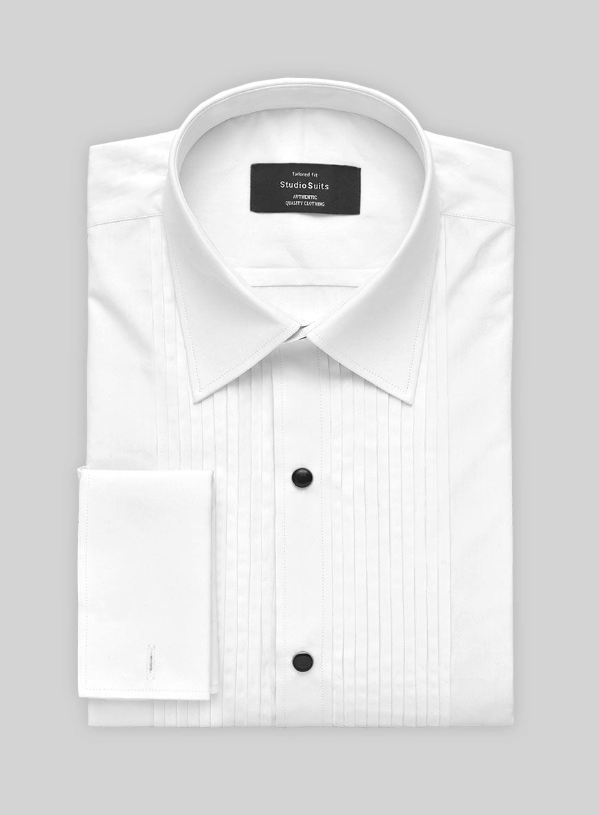 Pleated White Tuxedo Shirt - StudioSuits