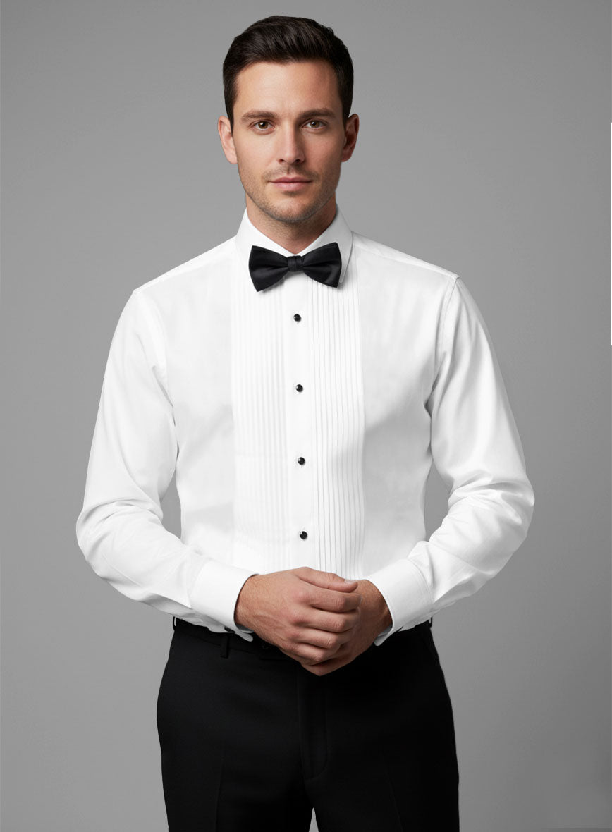 Pleated White Tuxedo Shirt - StudioSuits