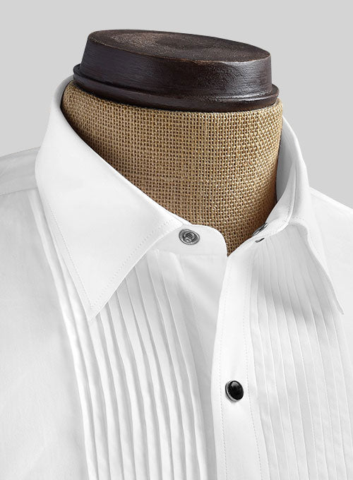 Pleated White Tuxedo Shirt - StudioSuits