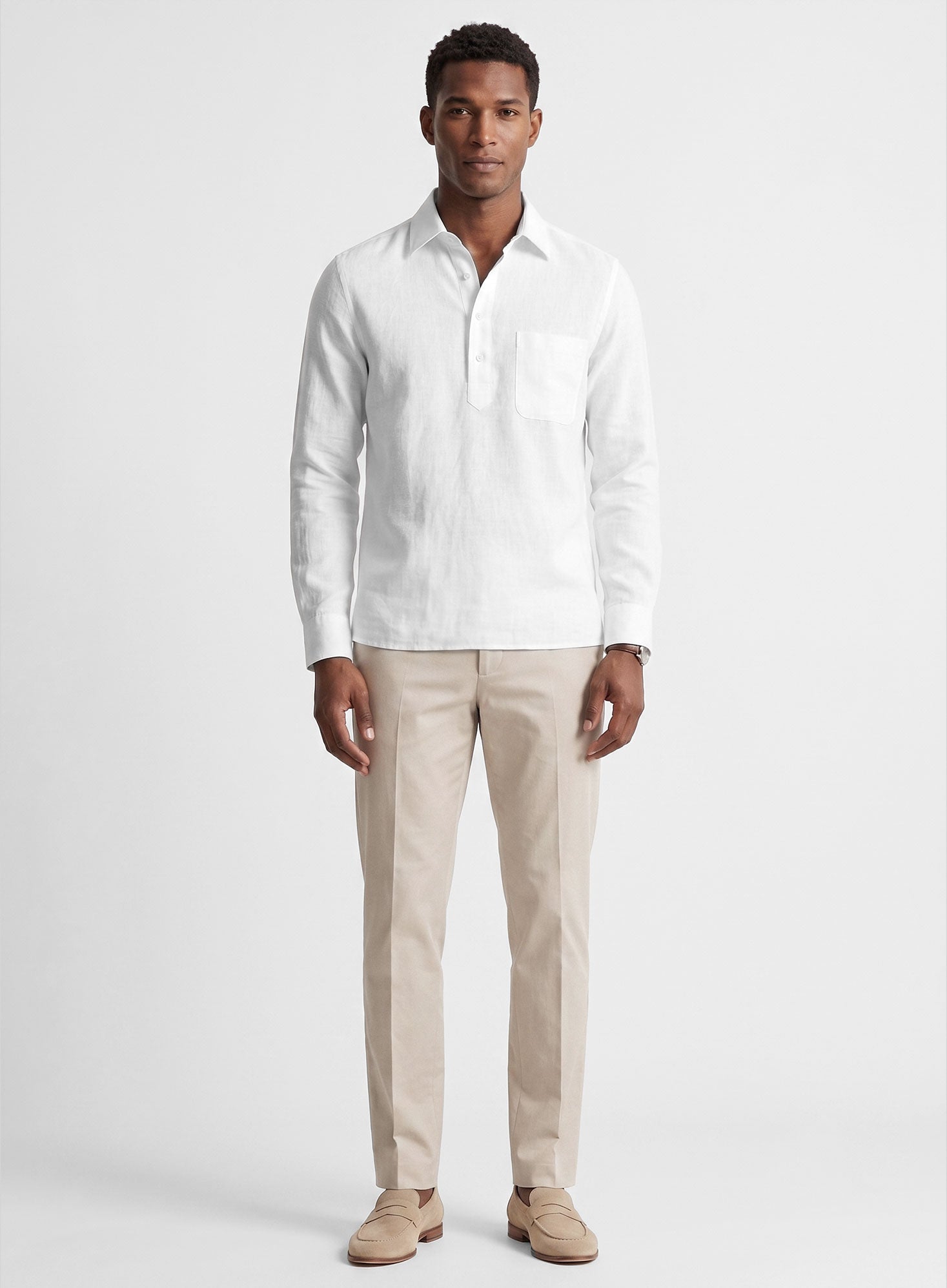Polo White Linen Shirt - StudioSuits