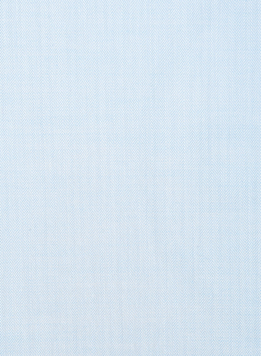 Powder Blue Herringbone Cotton Shirt - StudioSuits