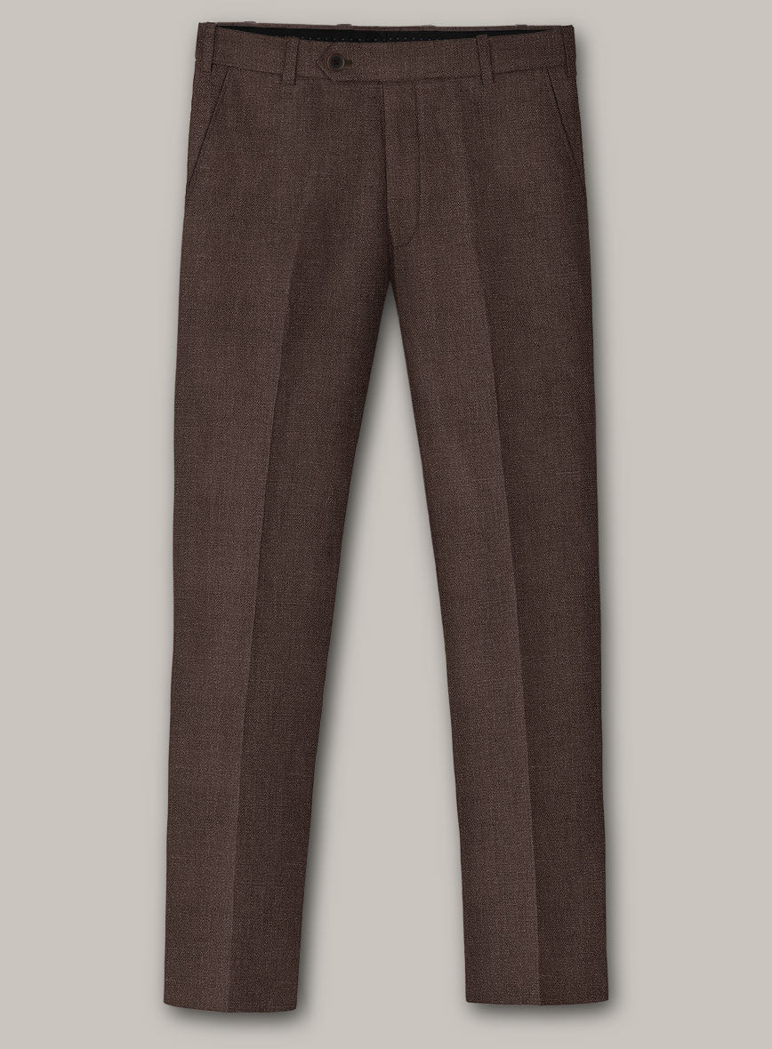 Italian Prato Brown Linen Pants - StudioSuits