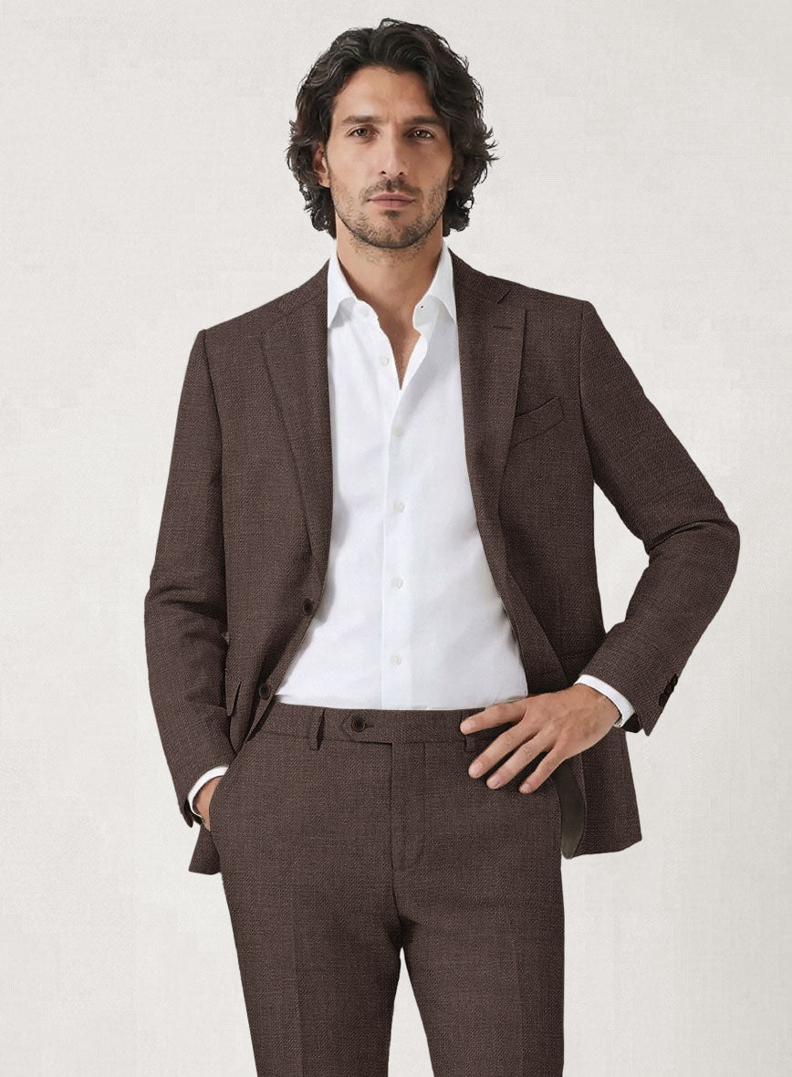 Italian Prato Brown Linen Jacket - StudioSuits