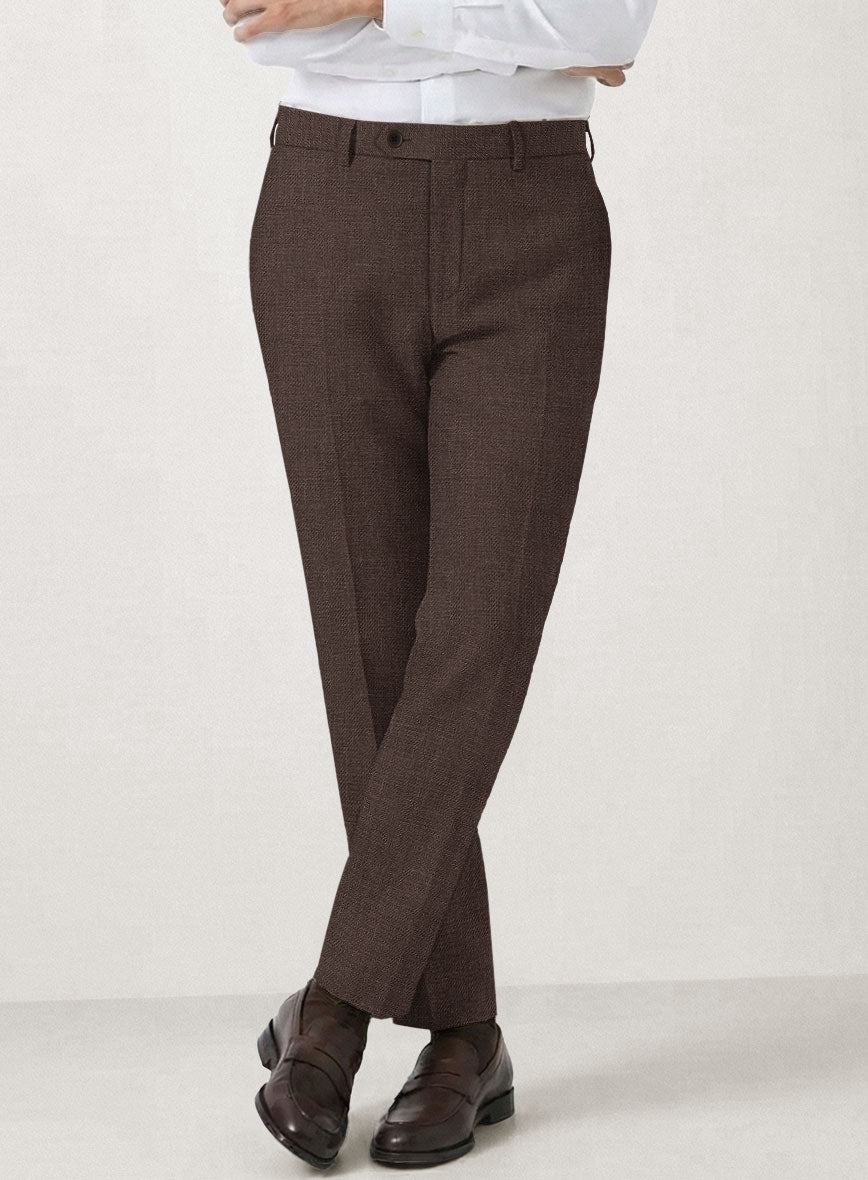 Italian Prato Brown Linen Pants - StudioSuits