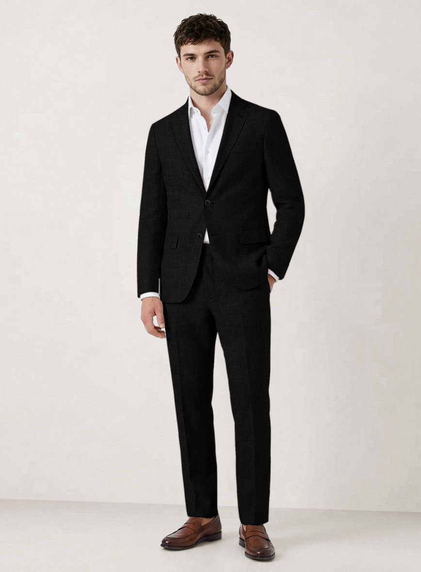 Italian Prato Black Linen Suit - StudioSuits