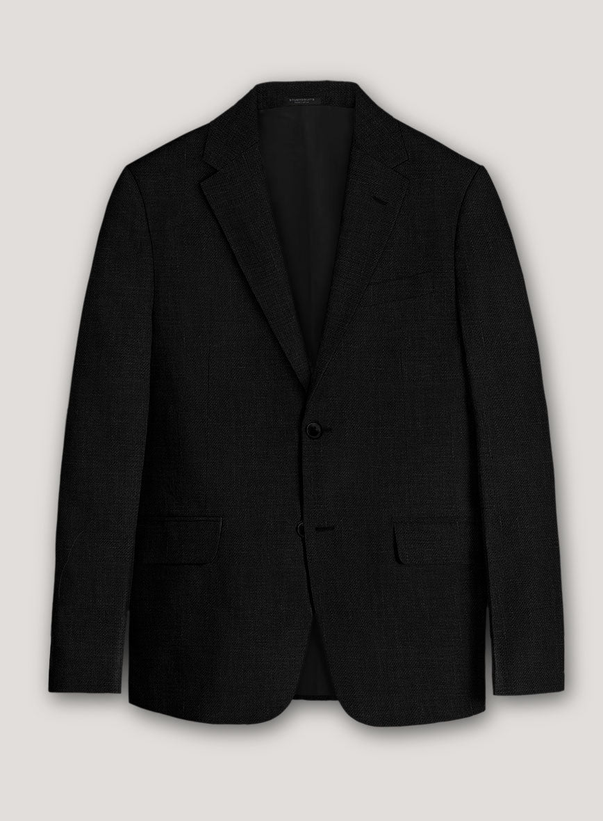 Italian Prato Black Linen Jacket - StudioSuits
