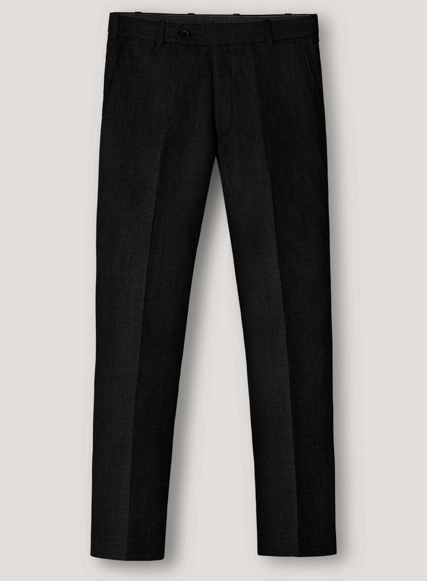 Italian Prato Black Linen Pants - StudioSuits