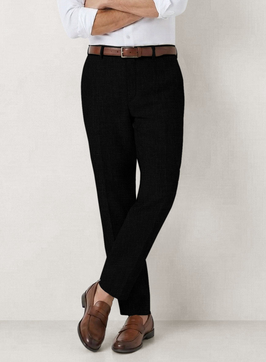 Italian Prato Black Linen Pants - StudioSuits