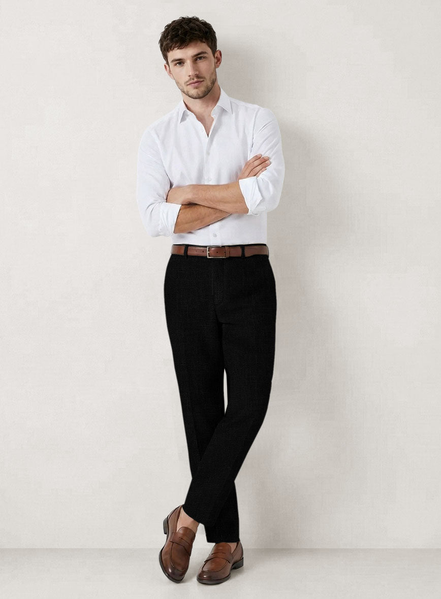 Italian Prato Black Linen Pants