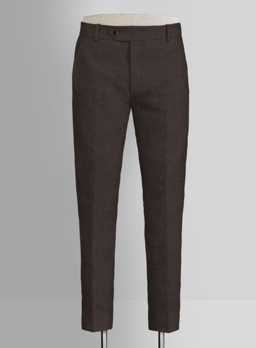 Italian Prato Brown Linen Pants - StudioSuits