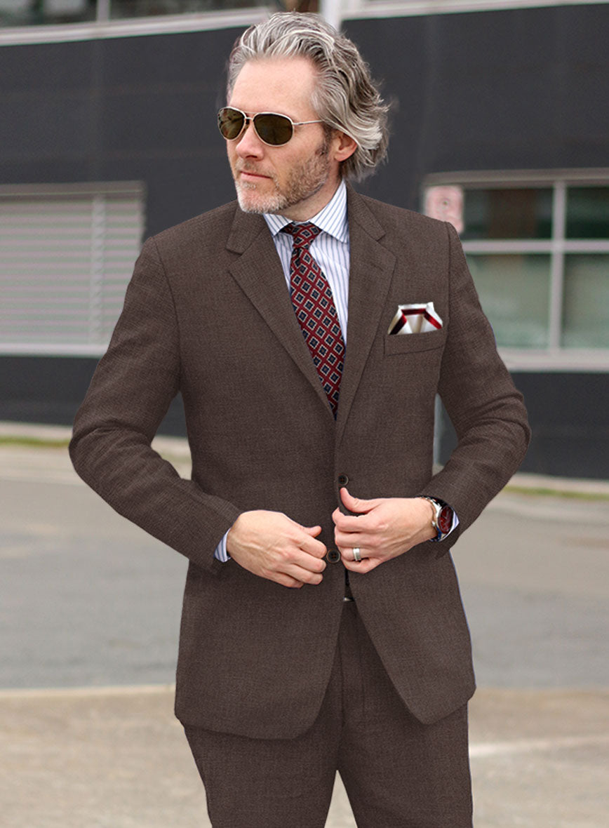 Italian Prato Brown Linen Suit - StudioSuits