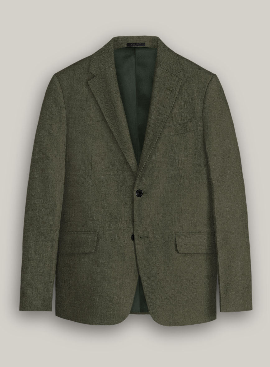 Italian Prato Green Linen Suit - StudioSuits