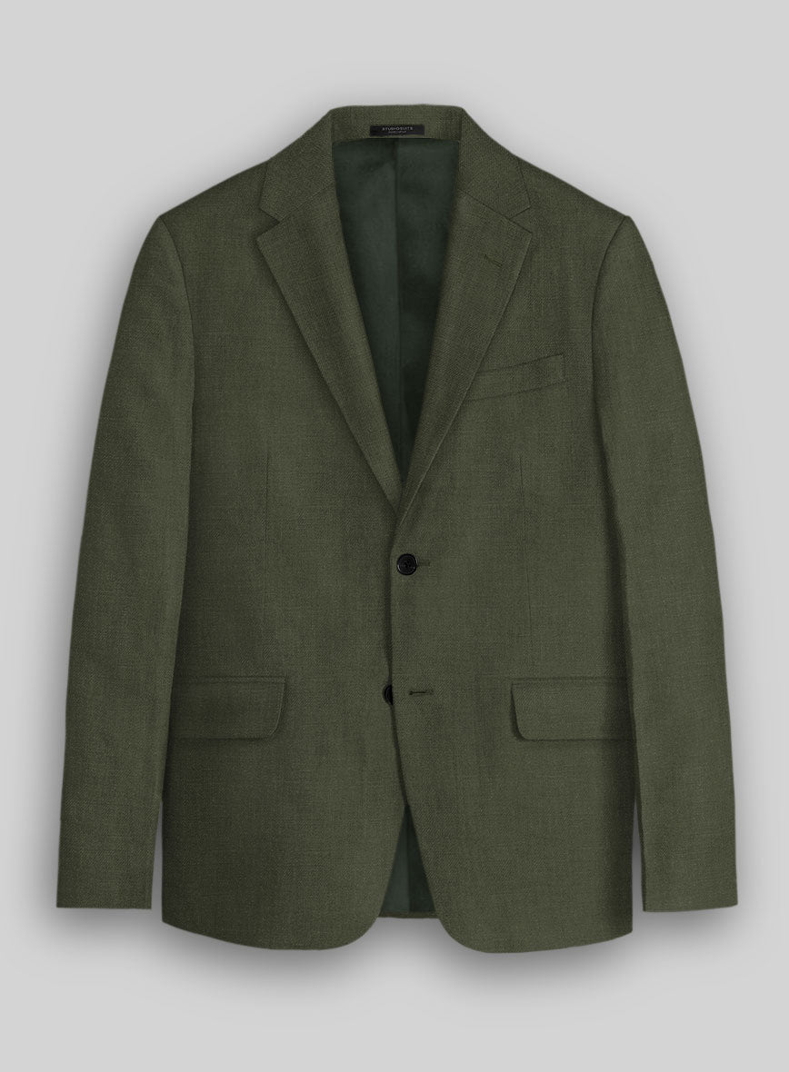 Italian Prato Green Linen Jacket - StudioSuits