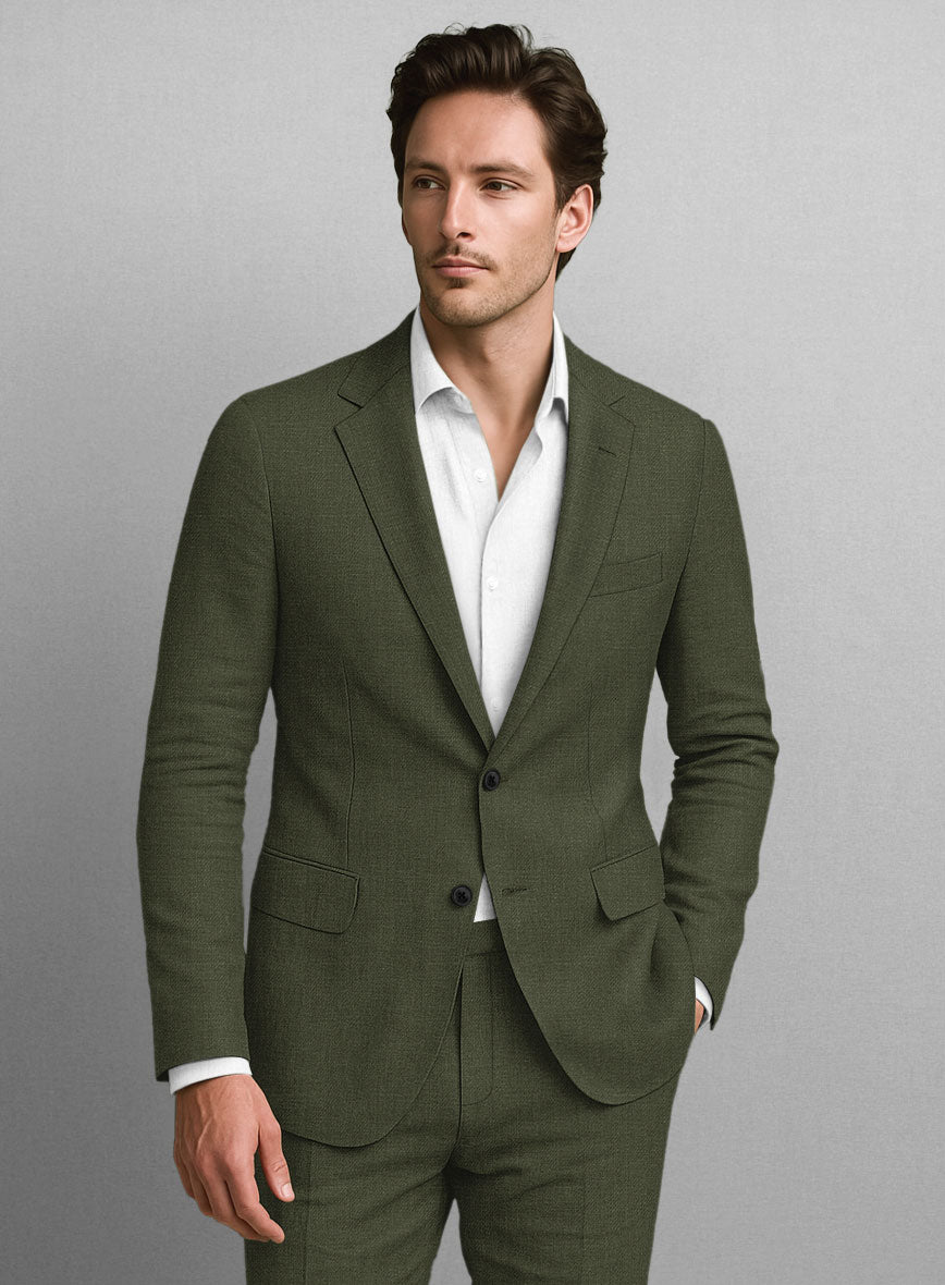 Italian Prato Green Linen Jacket - StudioSuits