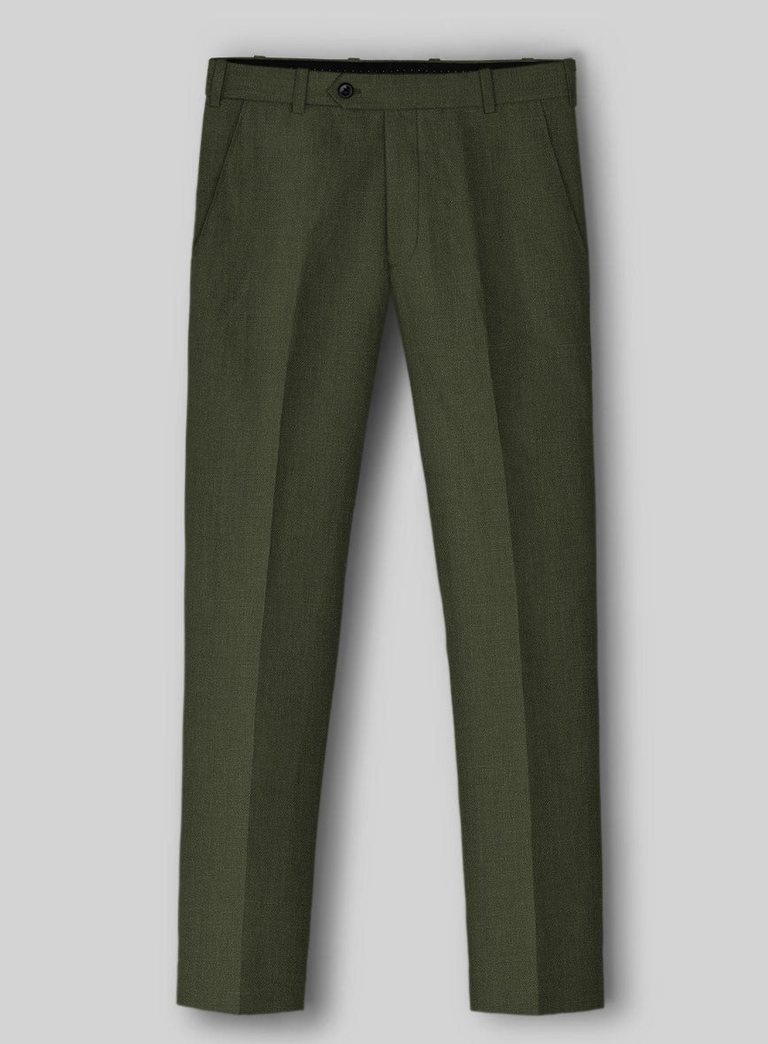 Italian Prato Green Linen Pants - StudioSuits