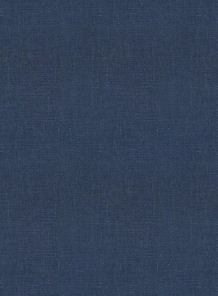 Italian Prato Indigo Blue Linen Highland Trousers - StudioSuits