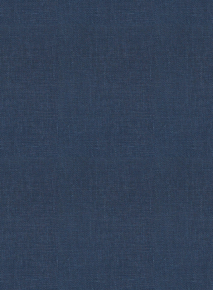 Italian Prato Indigo Blue Linen Pants - StudioSuits