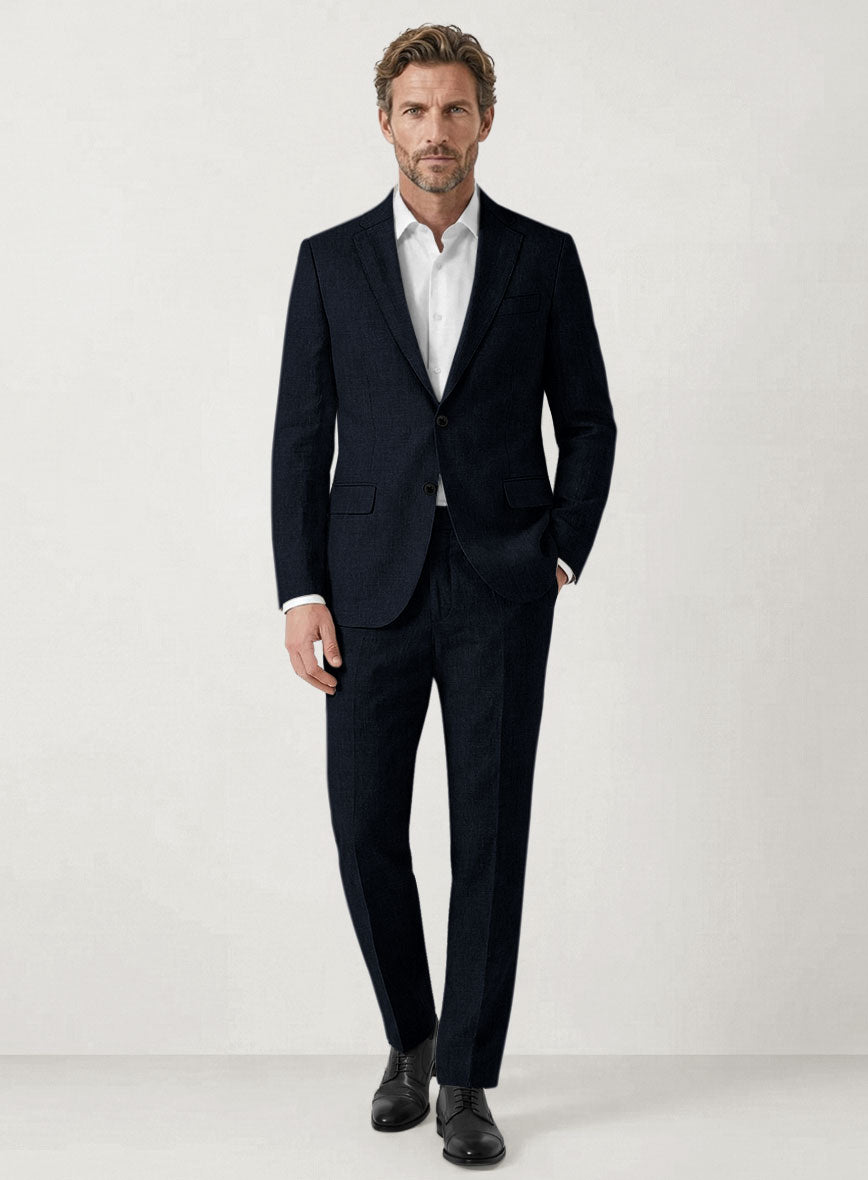 Italian Prato Navy Linen Suit - StudioSuits