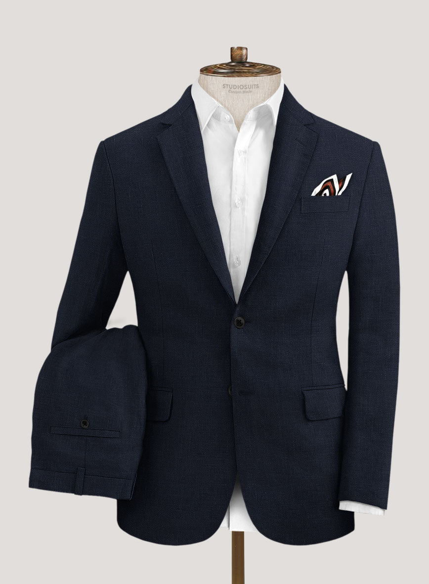 Italian Prato Navy Linen Suit - StudioSuits