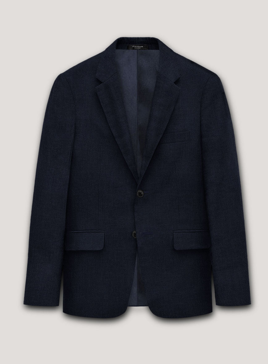 Italian Prato Navy Linen Jacket - StudioSuits