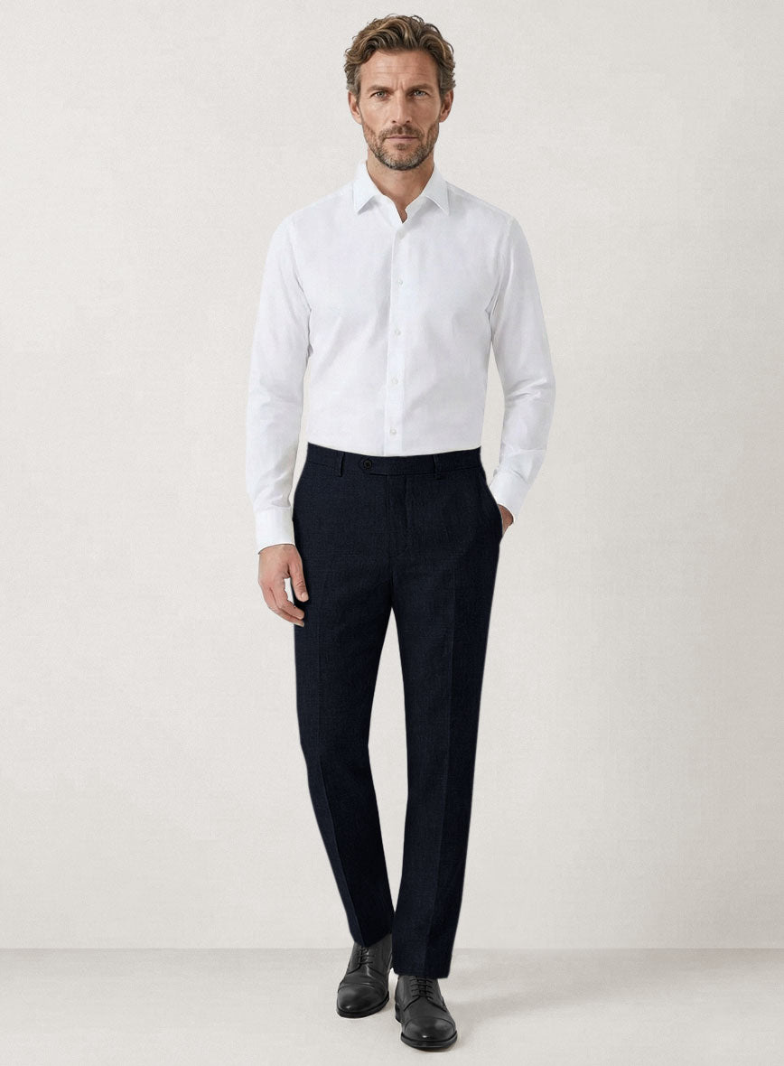 Italian Prato Navy Linen Pants - StudioSuits