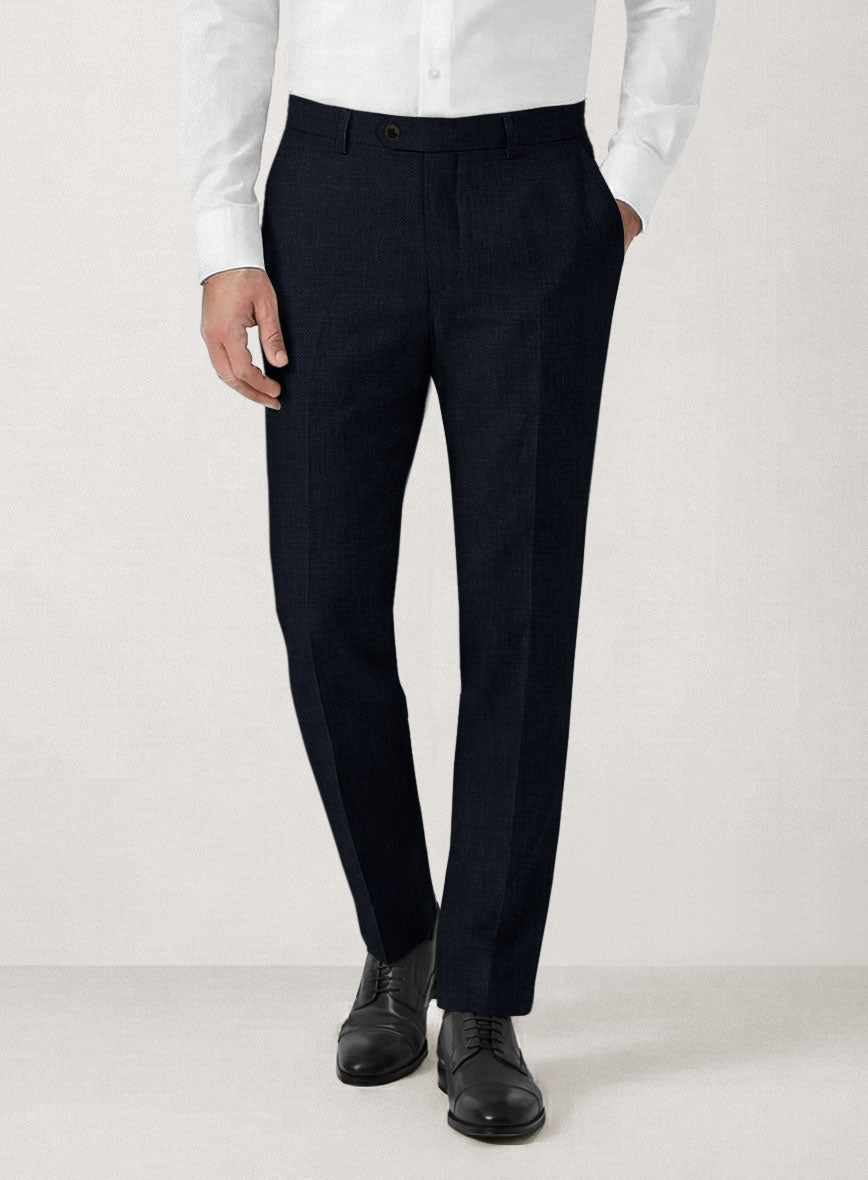 Italian Prato Navy Linen Pants - StudioSuits