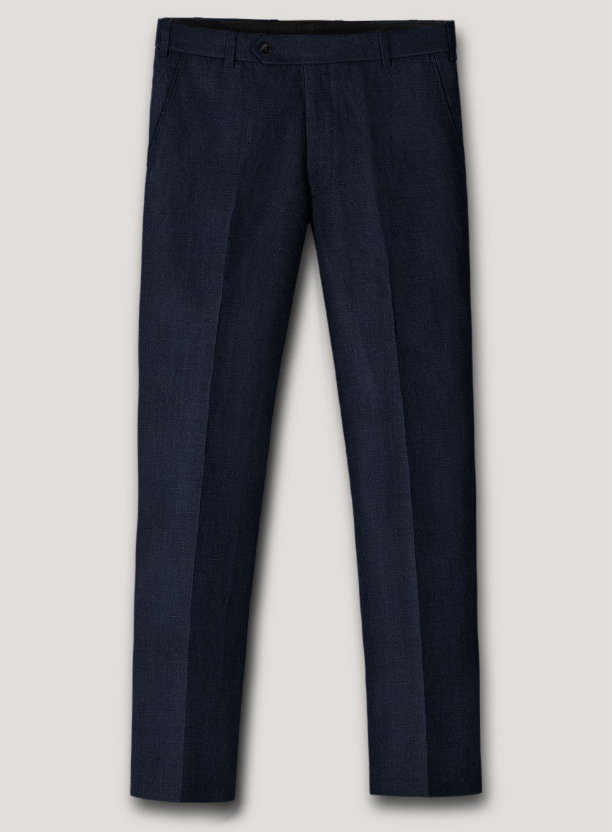 Italian Prato Navy Linen Pants - StudioSuits