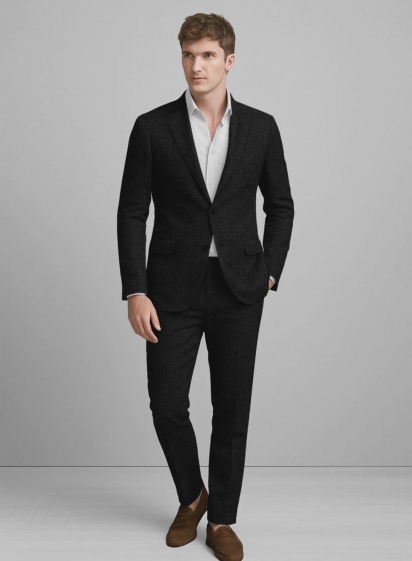 Men's Black Linen Suit by StudioSuits