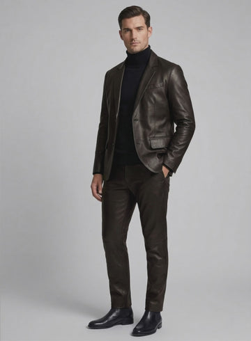 Louis Brown Lambskin Leather Suit