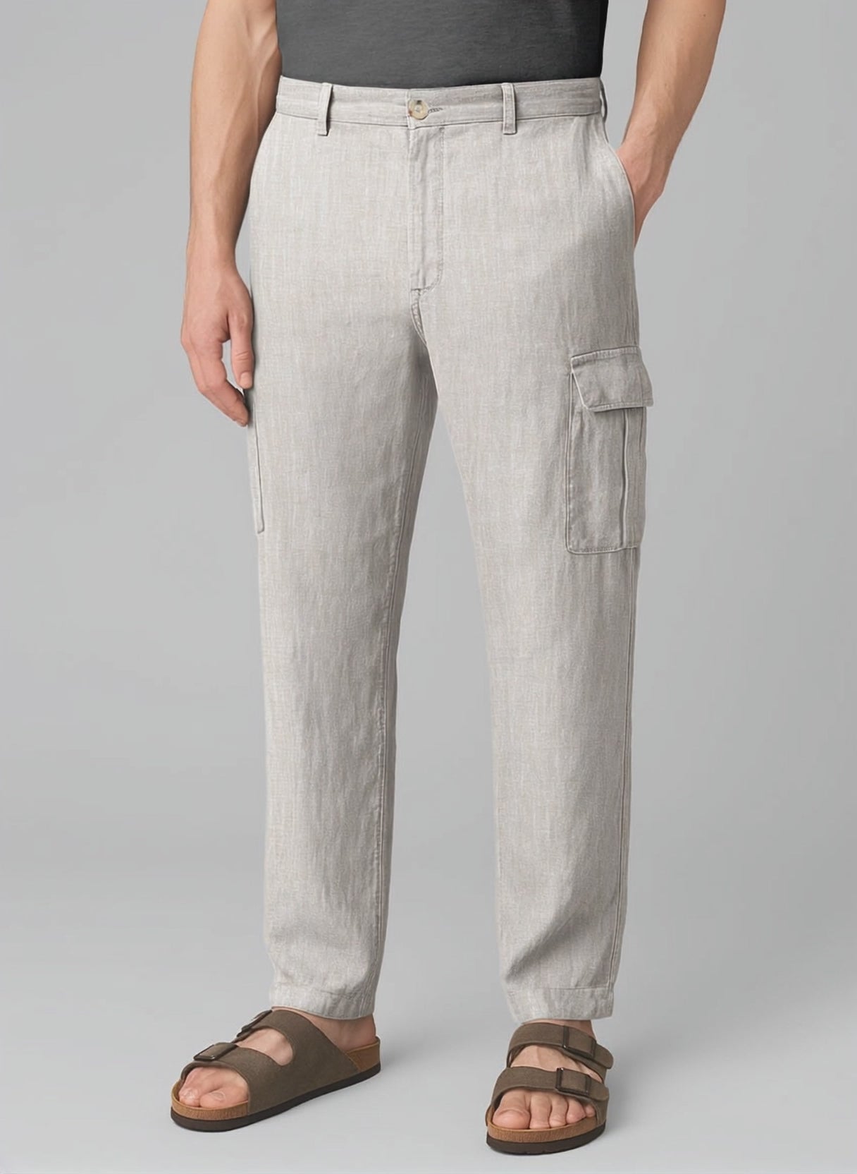 Tropical Beige Linen Cargo Pants – StudioSuits
