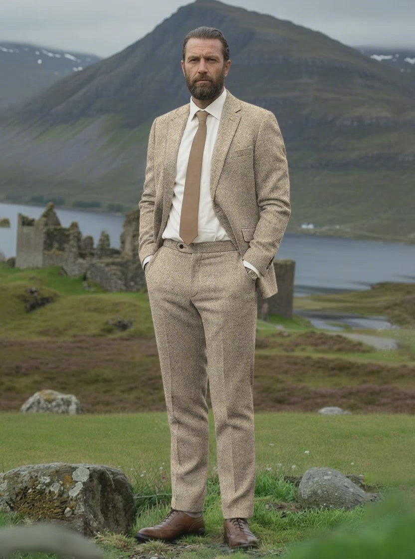 Harris Tweed Oatmoss Hopsack Suit – StudioSuits