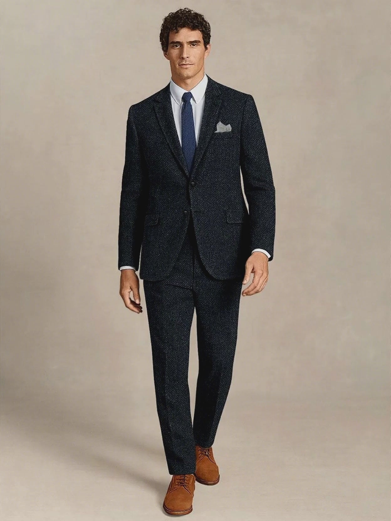 Harris Tweed Dark Blue Herringbone Suit – StudioSuits