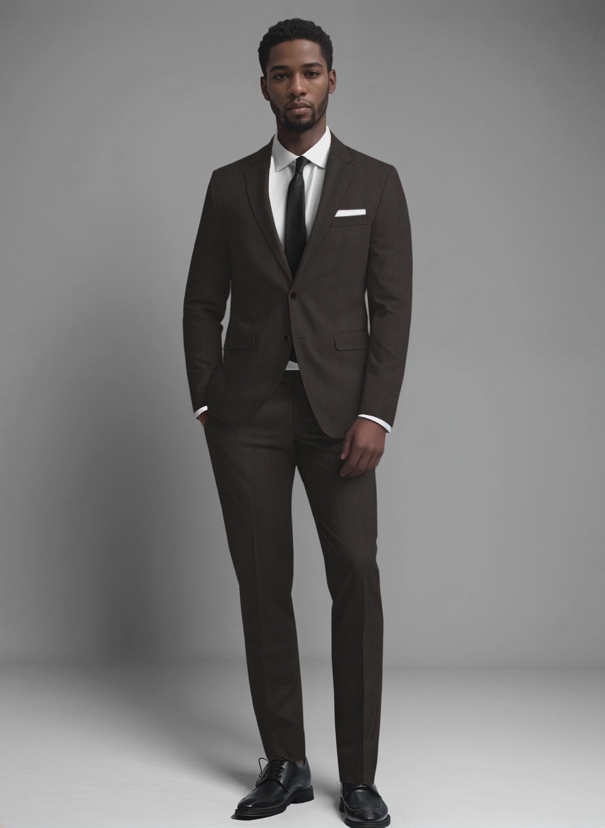 Men's Guabello Brown Prince Of Wales Suit by StudioSuits