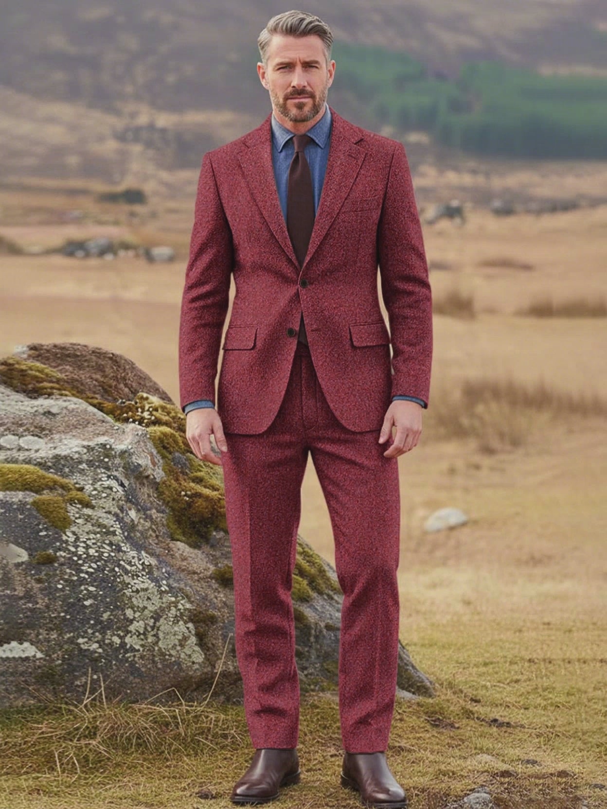 Harris Tweed Brickred Hopsack Suit – StudioSuits