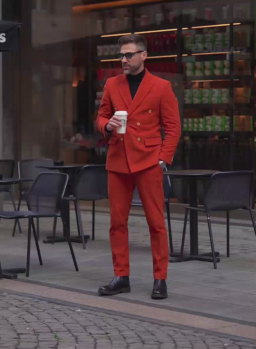 [Red Fleece × BAIRD McNUTT] スーツ Burnt Sienna Corduroy Double Breasted Suit – StudioSuits