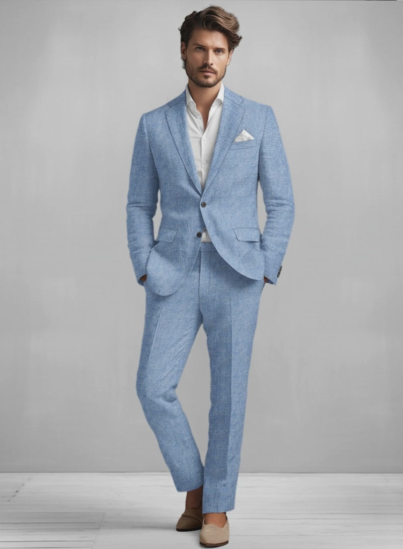 grey suit with blue dress Desert Linen – StudioSuits Hidden Flex The Indigo Shop Size:36 inch Dark Green Long A-line