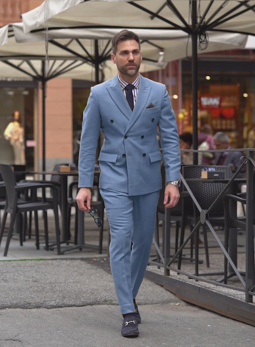 試着のみ♡ bluelea Double button tweed jacket Celtic Tweed | W.B Yeats Blue Herringbone Slim Fit Tweed Jacket