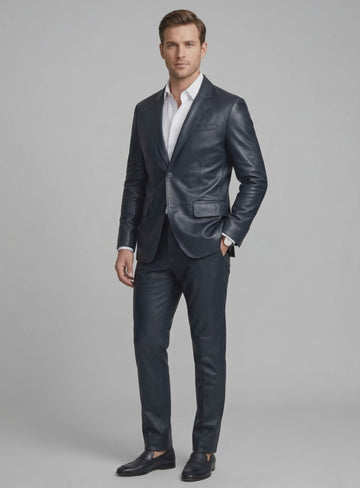 Winsor Blue Lambskin Leather Suit