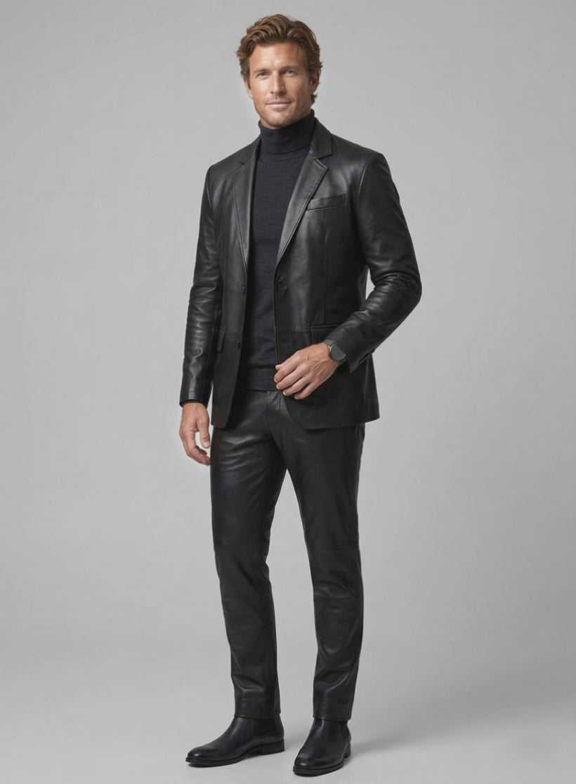 Rich Black Leather Suit